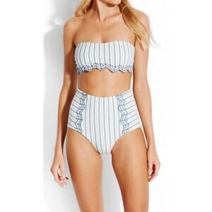 Seafolly Dames Sea Striped Bandeau Bikini Top White Navy Stripe US 6